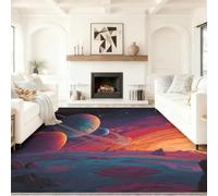 Genérico Alfombra Salon Sci-Fi Espacio Nebulosas Planetas Alienígenas, Comedor Lavable Antideslizante Alfombra, Multicolor Alfombra Pelo Corto 90 x 150 cm para Dormitorio Cocina Hall Entrada Pasillo