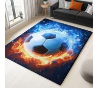 Genérico Alfombra Salon Tema del Juego Pelo Corto 60 X 90 Cm, Alfombras Dormitorio Suave Lavables Alfombra Hielo Y Fuego Fútbolpara Cocina Lavandería Dormitorio Baño Entrada, Multicolor