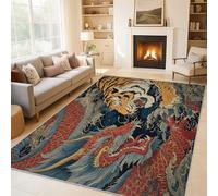 Genérico Alfombra Salon Tigre Dragón 50x80 cm, Alfombra Animal Fantasía, Alfombras de Pelo Corto Suave Lavable Antideslizante para Dormitorio, Home Decoration P-&72