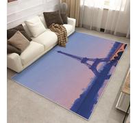 Genérico Alfombra Salon Torre Eiffel 180 x 240 cm, Alfombra Atardecer París, Alfombras de Pelo Corto Suave Lavable Antideslizante para Dormitorio, Home Decoration P-&100