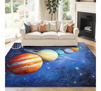Genérico Alfombra Salon Universo Científico Sistema Solar Planetas, Comedor Lavable Antideslizante Alfombra, Azul Alfombra Pelo Corto 90 x 150 cm para Dormitorio Cocina Hall Entrada Pasillo