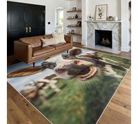 Genérico Alfombra Salon Vaca Lechera 120 x 120 cm, Alfombra Animales Granja, Alfombras de Pelo Corto Suave Lavable Antideslizante para Dormitorio, Home Decoration P-&79