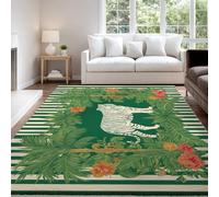 Genérico Alfombra Salon Verde Beige Antideslizante Alfombras Lavables 60 x 120 cm, Estilo Persa Planta Tigre Alfombra Pelo Corto en Lavadora Tapetes para Sala Habitacion Dormitorio