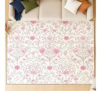 Genérico Alfombra Shagg de Pelo Corto para Salón - Suave, de Fácil Cuidado y de Pelo Bajo, con Diseño Romántico Delicado Suave,Patrón Multicolor en Rosa Claro 120 x 170 cm