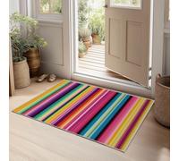 Genérico Alfombra Suave Antideslizante Parte Inferior, para Primavera Verano Alfombras Moderno Arcoíris Rayas Tradicional Arte, 160 x 230 cm para Cocina Sala de Estar salón decoración Rojo Y Azul