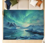 Genérico Alfombra y Mullida de Pelo Corto, para Salón Dormitorio, Inferior Antideslizante, Lavable hasta, También Apto para Comedor y Exterior 120 cm x 170 cm Azul Óleo Aurora Iceberg