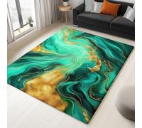 Genérico Alfombras Adolescente Niño Habitacion diseño Antideslizante Extrasuave - Alfombra Dormitorio Alfombra Cocina Tapete Sala Turquesa Textura Moderna Malaquita Y Dorada 160 x 230 cm