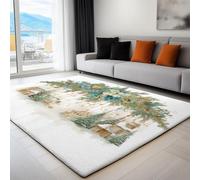 Genérico Alfombras Adolescente Niño Habitacion diseño Antideslizante Extrasuave - Alfombra Dormitorio Alfombra Cocina Tapete Sala Blanco Campo Árbol De Navidad Arquitectura 120 x 160 cm