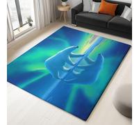 Genérico Alfombras Adolescente Niño Habitacion diseño Antideslizante Extrasuave - Moderna Alfombra Dormitorio Alfombra Cocina Tapete Sala Fantasía Aurora Boreal Oso Polar 100 x 150 cm, Azul