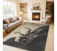 Genérico Alfombras Cabra Montés para Sala de Estar y Quarto, Alfombras Animal Salvaje Grandes de 100x120 cm, Lavables y Antideslizantes Tapete, Decoración del Hogar C&J38