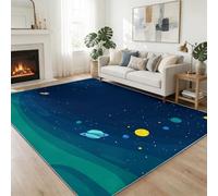Genérico Alfombras Caricatura Lavables para Sala de Estar 180 x 240 cm, Suave Pelo Corto Alfombra Noche Galaxia Espacio Planetas para Salón Cocina Entrada Comedor Dormitorio