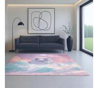 Genérico Alfombras Comedor Lavable a máquina Super Suaves de Carpet Rosa Astronauta: Ola de Dibujos Animados 60_x_110_cm Adecuado para Sala de Estar, Dormitorio, Oficina.