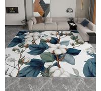 Genérico Alfombras de área Cápsula De Algodón Retro Plant 160 x 230 cm Antideslizante Lavable Alfombra de área, Moqueta de Salón Modernas Pelo Corto Azul Verdoso, para Interior y decoración del hogar
