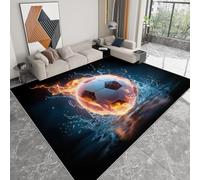 Genérico Alfombras de área Deportes Fútbol Llama 160 x 230 cm Antideslizante Lavable Alfombra de área, Moqueta de Salón Modernas Pelo Corto Azul, para Interior y decoración del hogar