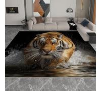 Genérico Alfombras de área Fotografiando Tigres Cazando 160 x 230 cm Antideslizante Lavable Alfombra de área, Moqueta de Salón Modernas Pelo Corto Negro, para Interior y decoración del hogar