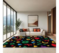 Genérico Alfombras de área Grafiti Dibujos Animados Patrones 60 x 90 cm Antideslizante Lavable Alfombra de área, Moqueta de Salón Modernas Pelo Corto Negro, para Interior y decoración del hogar