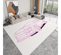 Genérico Alfombras de área Rayas Rosas En El Coche Deportivo 160 x 230 cm Antideslizante Lavable Alfombra de área, Moqueta de Salón Modernas Pelo Corto Rosa, para Interior y decoración del hogar