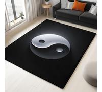 Genérico Alfombras De Área Zen Oriental 120 X 170 Cm para Comedor Dormitorio Pasillo Cocina Sala De Estar, Símbolos del Yin Y El Yang Alfombras De Corredor Suave Antideslizante Negro