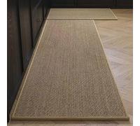 Genérico Alfombras De Cocina con Aspecto De Lino Antideslizantes Lavables con Base De Goma para Entrada Baño Y Fregadero. Decoración del Hogar. Fáciles De Limpiar. Color Avena. 60X90+60X180Cm.