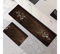 Genérico Alfombras de Cocina de 2 Piezas, Alfombra Cocina Lavable Antideslizante Súper Absorbente, Alfombra Baño Secado Rapido para Pasillo, Comedor, Entrada, Lavandería Brown 70x100cm+70x210cm 1-986