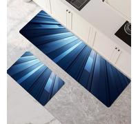 Genérico Alfombras de Cocina de 2 Piezas, Alfombra Cocina Lavable Antideslizante Súper Absorbente, Alfombra Baño Secado Rapido para Pasillo, Comedor, Entrada, Lavandería Blue 70x100cm+70x210cm 1-948