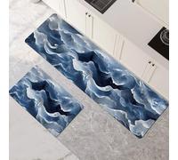Genérico Alfombras de Cocina de 2 Piezas, Alfombra Cocina Lavable Antideslizante Súper Absorbente, Alfombra Baño Secado Rapido para Pasillo, Comedor, Entrada, Lavandería Blue 90x140cm+90x270cm 1-1173