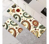 Genérico Alfombras de Cocina de 2 Piezas, Alfombra Cocina Lavable Antideslizante Súper Absorbente, Alfombra Baño Secado Rapido para Pasillo, Comedor, Entrada, Lavandería Arts 50x80cm+50x150cm 1-1367