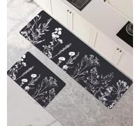 Genérico Alfombras de Cocina de 2 Piezas, Alfombra Cocina Lavable Antideslizante Súper Absorbente, Alfombra Baño Secado Rapido para Pasillo, Comedor, Entrada, Lavandería Black 50x80cm+50x150cm 1-939