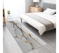 Genérico Alfombras de Pasillo 60 x 150 cm Alfombra Corredor Antideslizante Larga Alfombras de área Lavable Suave Canica 3D Simple Alfombra Comedor Pasillo, Oro Blanco
