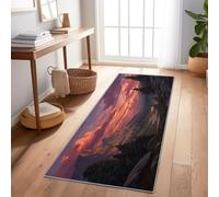 Genérico Alfombras de Pasillo 60 x 150 cm Alfombra Corredor Antideslizante Larga Alfombras de área Lavable Suave Arte Fantástico Montañas Puesta De Sol Alfombra Comedor Pasillo, Rosa