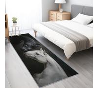 Genérico Alfombras de Pasillo 80 x 300 cm Alfombra Corredor Antideslizante Larga Alfombras de área Lavable Suave Minimalismo Moderno Caballos Alfombra Comedor Pasillo, Negro Blanco