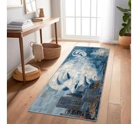 Genérico Alfombras de Pasillo 80 x 300 cm Alfombra Corredor Antideslizante Larga Alfombras de área Lavable Suave Edificio Abstracto Perfil Femenino Alfombra Comedor Pasillo, Azul Cielo