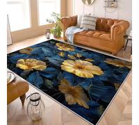 Genérico Alfombras de Pelo Corto Franela Extrasuave 120x180 cm 3D Moderno Lujoso BotáNico. Alfombra Antideslizante Lavable Sin Pelusas Impreso Azul para Salón Dormitorio Manta Yoga de Juegos
