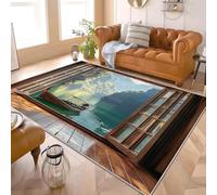 Genérico Alfombras de Pelo Corto Franela Extrasuave 160x230 cm Paisajes CañOnes Y Lagos Alfombra Antideslizante Lavable Sin Pelusas Impreso Verde para Salón Dormitorio Manta Yoga de Juegos