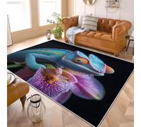 Genérico Alfombras de Pelo Corto Franela Extrasuave 60x90 cm CamaleóN Animal Alfombra Antideslizante Lavable Sin Pelusas Impreso Negro para Salón Dormitorio Manta Yoga de Juegos