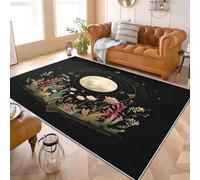Genérico Alfombras de Pelo Corto Franela Extrasuave 60x90 cm Misterio AstrologíA Luna Alfombra Antideslizante Lavable Sin Pelusas Impreso Negro para Salón Dormitorio Manta Yoga de Juegos