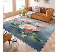 Genérico Alfombras de Pelo Corto Franela Extrasuave 60x90 cm Romance Rosas Pintura Al óLeo Alfombra Antideslizante Lavable Sin Pelusas Impreso Verde para Salón Dormitorio Manta Yoga de Juegos