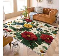 Genérico Alfombras de Pelo Corto Franela Extrasuave 80x150 cm Retro RomáNtico Floral. Alfombra Antideslizante Lavable Sin Pelusas Impreso Verde para Salón Dormitorio Manta Yoga de Juegos