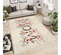 Genérico alfombras de Salon 80x120cm MAMÁ Flor Alfombra Dormitorio Matrimonio Tapiz Suelo Microfibra Suave Lavable Antideslizante decoración salón Dormitorio Entrada casa EL2036