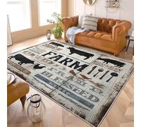 Genérico Alfombras Decorativa Low-Pile 160x230 cm Tema De Rancho Rural Alfombra Antideslizante Lavable Sin Pelusas Impreso Blanco GrisáCeo Extrasuave Franela para Salón Dormitorio Pasillo