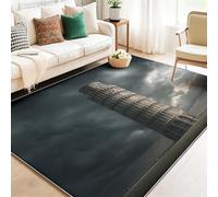 Genérico Alfombras Lavables para Sala de Estar 120 x 180 cm - Arquitectura Tradicional Torre Inclinada De Pisa Alfombras Estampadas para Dormitorio, Gris Oscuro Alfombra de Pelo Corto Antideslizante