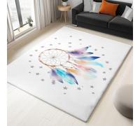 Genérico Alfombras Lavables para Sala de Estar Acuarela Atrapasueños Estrella 140 x 200 cm, de Pelo Corto Suaves para Dormitorio - Antideslizantes, esponjosas de Lana sintética con Efecto