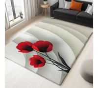 Genérico Alfombras Lavables para Sala de Estar Floral Tulipán Ola Arte Lineal 120 x 170 cm, de Pelo Corto Suaves para Dormitorio - Antideslizantes, esponjosas de Lana sintética con Efecto