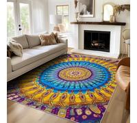 Genérico Alfombras Mandala para Sala de Estar y Quarto, Alfombras Flores Bohemia Grandes de 160 X 230 cm, Lavables y Antideslizantes Tapete, Decoración del Hogar C10