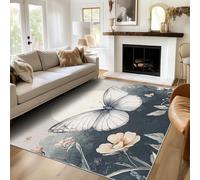 Genérico Alfombras Mariposa para Sala de Estar y Quarto, Alfombras Pintura de Flores en Tinta Grandes de 160 X 230 cm, Lavables y Antideslizantes Tapete, Decoración del Hogar C13