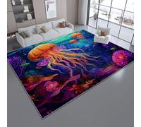 Genérico Alfombras Moderna Vistoso 80 x 150 cm, Súper Suave Esponjosa Alfombra Habitacion Sueño Pintura Al Óleo Medusas Arrecife De Coral - No se Desprenden Antideslizante Tapete Sala para Dormitorio