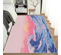 Genérico Alfombras Ola Japonesa para Sala de Estar y Quarto, Alfombras Cielo Rosa Grandes de 80x120 cm, Lavables y Antideslizantes Tapete, Decoración del Hogar C26