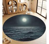 Genérico Alfombras para Sala de Estar Alfombra Ultra Suave y Esponjosa Alfombras Peludas Que no se Desprenden Luz de Luna Mar Noche Tarde Alfombras Modernas para Interiores, 140cm