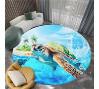 Genérico Alfombras para Sala de Estar Alfombra Ultra Suave y Esponjosa Alfombras Peludas Que no se Desprenden Animales Tortuga Marina Mundo Submarino Alfombras Modernas para Interiores, Azul 170cm