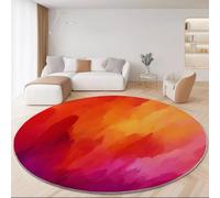 Genérico Alfombras Redonda Sala de Estar Antideslizante Abstracto Arte Degradado Pintura Al Óleo Tema, Rojo Suave Franela Alfombras de Área para Dormitorio, Pelo Corto Lavable Alfombra Redonda 100 cm
